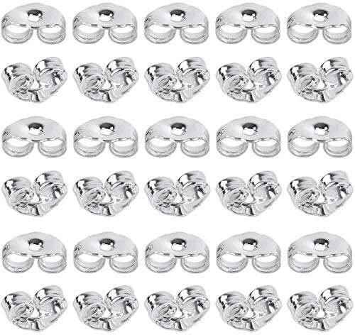 SANNIX 30 Stück 925 Sterling Silber Ohrstecker Verschluss, Ohrring Verschluss, Ohrring Stecker, Ohrring Stecker Verschluss für Schmuckherstellung Ohrsteckerverschluss