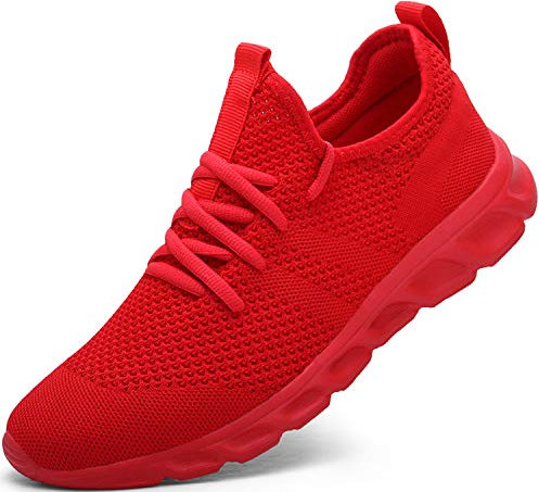 Zapatillas de Running para Hombre Casual Tenis Asfalto Zapatos Deporte Fitness Gym Correr Gimnasio Deportives Transpirables Seguridad Atlético Trekking Bambas Plataform Sneakers Rojo 40 EU