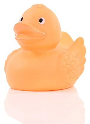 Schnabels Badeente Wings - Geschenk für Geburt Geburtstag Namenstag Kinder Baby Freund-in Mädchen Junge - lustig originell Glücksbringer - Spielzeug Quietsche-Ente Deko Badewanne (Pastell-Orange)