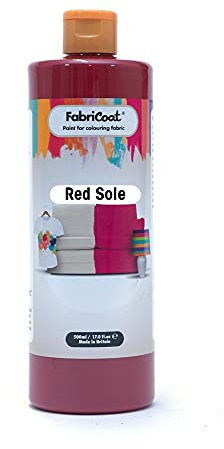 FabriCoat Fabric Paint - Used for Restoring or Changing the Colour of Upholstery, Soft Furnishings, Car Interiors, Clothing, & Footwear. (250ml, Red Sole)