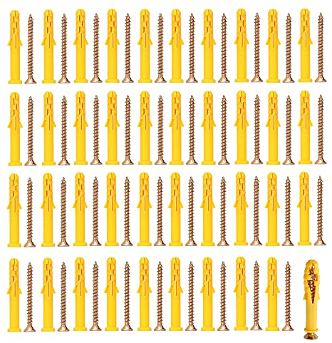 80 Pezzi (40 Paia) set di viti e tasselli scanalati (M8 x 60 mm),kit di ancoraggio per cartongesso,vite ad espansione ancoraggio in plastica per il fissaggio di cornici e decorazioni