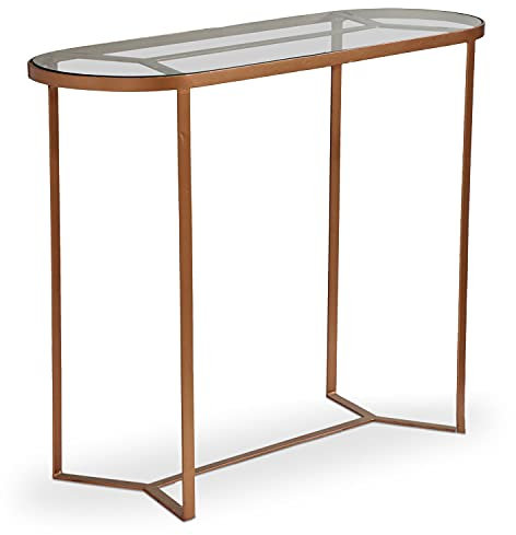 Menzzo Console Totem Verre et Métal Cuivré