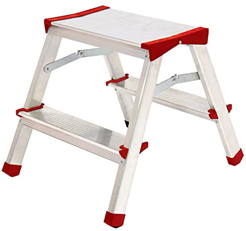 Escabeau Marche-Pied Aluminium 2 marches Portée Max 125 kg Pliable Pieds Anti-dérapants BRIXO