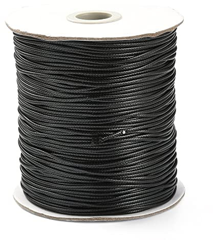 Craftdady Filo cerato intrecciato da 1,5 mm, in poliestere coreano, cerato, per fai da te, collane, bracciali, gioielli, colore: nero