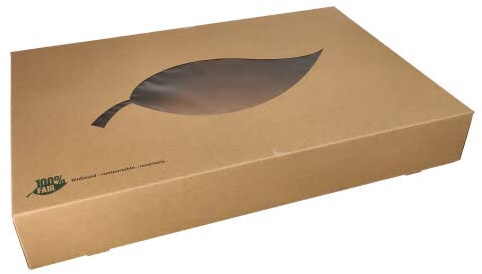 Papstar 10 Transport Und Catering Kartons, Braun,100% Fair mit Sichtfenster Aus Pla, 8cm x 55.7cm x 37.6cm