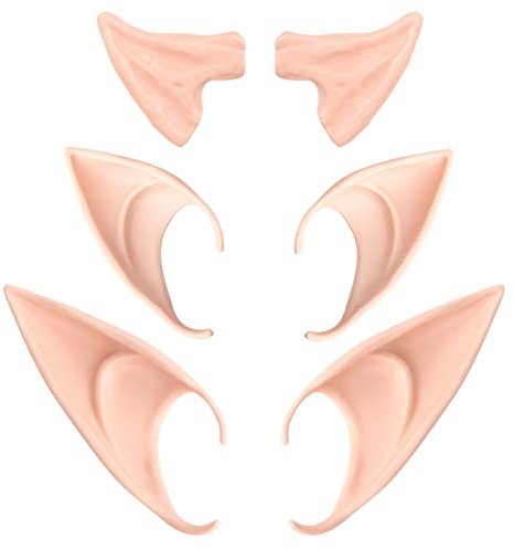 3 Paar Elfenohren Feenohren Cosplay Latexohren für Elfenkostüm Cosplay Elf Ears Halloween Elfen Ohren Weihnachten Jede Themenparty Elfen Kostüm