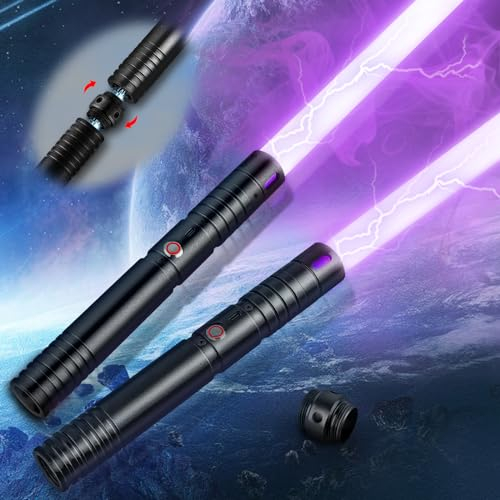 Lot de 2 sabres laser de duel pour adultes, sabres laser de duel pour adultes, 15 couleurs RVB avec poignée en alliage d'aluminium, sabre laser rechargeable pour enfants et adultes