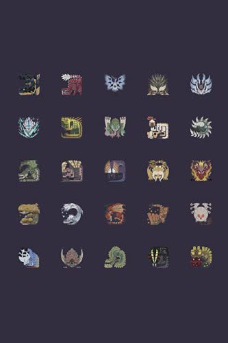 Monster Hunter World Tiled Icons: Minimalist Composition Book | 100 pages | 6 x 9 | Collage Lined Pages | Journal | Diary | For Students, Teens, and ... School, College, University, School Supplies
