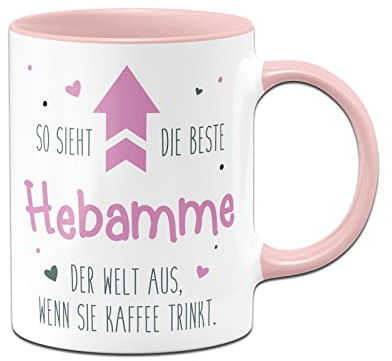 Tassenbrennerei Tasse mit Spruch - So sieht die beste Hebamme der Welt aus, wenn sie Kaffee trinkt - Kaffeetasse lustig als Geschenk für Kollegen, Kollegin (Hebamme)