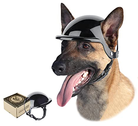 Enjoying Helm für Hunde Motorradhüte mit Ohrlöchern Hundehelm Hund Harte Hut Sicherheit Reiten für Mittelgroße bis Große Hunde, Große