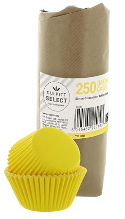 Culpitt Select Yellow Baking Cases, Greaseproof Paper Baking Cups, 50mm Cupcake Cases - Extra Large Pack of 250