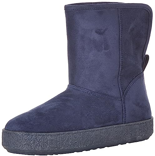 Amazon Essentials Stivale in shearling Donna, Blu Marino Micro Scamosciato, 36 EU
