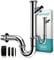 Engelbach® Siphon für Waschbecken - Siphon Extra Lang 200mm mit Geräteanschluss - Abflussrohr Waschbecken 1 1/4 inkl. Gummimanschette - Universal Syphon für Badezimmer mit Montage-Video