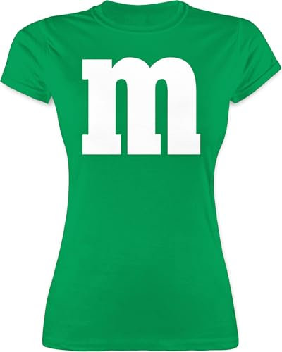 Shirt Damen - Karneval Fasching - Gruppen M und M Aufdruck I M&M Kostüm Gruppe I MundM & M I MM I Fastnacht I Fasnacht I Fasnet - M - Grün - Partnerlook pärchen t-Shirt Faschings Tshirt Karnevals
