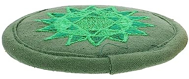 Vaguelly Besticktes Klangschalenkissen Rund Doppellagiges Teekannenkissen aus Stoff 16cm Mittelgroß Grün Yoga Klangschalen Pad für Meditation und Buddhistische Dekoration
