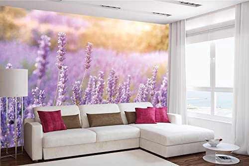 Vlies Fototapete BERGLAVENDEL 375 x 250 cm (inkl. Kleister) - Vlies Tapete, Wandtapete, Wandbilder - Tapete für Wohnzimmer Schlafzimmer, Büro, Küche - Montagefertig