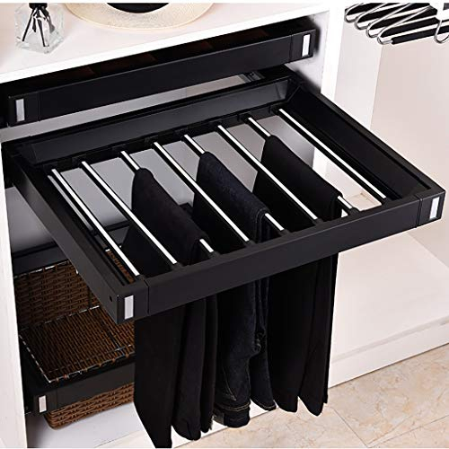 JUNNIU Ausziehbarer Schrank-Hosenständer, ausziehbarer Hosenhalter mit Dämpfungsschiene, Krawattenhalter für einen Kleiderschrank mit Einer Tiefe von 48 cm (Größe: (85-120)*48 cm) Decoration