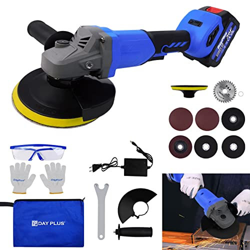 Cordless Angle Grinder 21V Brushless Angle Grinder Tool 10000 RPM 4.5 Inch Grinder Kit w/ 3000mAh Battery 2-Position Side Handle, Portable Lightweight Mini Grinder with Cutting & Grinding Wheels