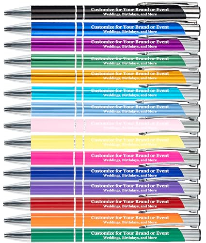 SHIBASHAN Up to 480 Pcs Personalised Pens with Name Custom Pen with Engraved Text Aluminium Black Ink Retractable Black Ballpoint Pen Customised Pens Bulk For Business Great Gift Ideas