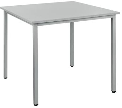 Montafox Tisch 80 x 80 cm Schreibtisch Mehrzwecktisch Tragkraft 200 kg Metallgestell Holz grau einfache Montage Arbeitstisch Bürotisch Küchentisch Esstisch