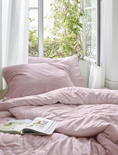 Irisette Seersucker Bettwäsche Easy Granby rosa, 1 Bettbezug 155 x 220 cm + 1 Kissenbezug 80 x 80 cm
