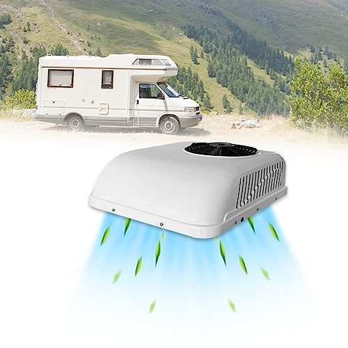 Aspligo DC 12V-Klimaanlage 8800BTU Elektrisches Parken Dach RV 12V Wechselstrom Einheit für LKW Wohnmobil Anhänger Elektrischer Scrollkompressor Kraftstoffsparend nur Kühlung