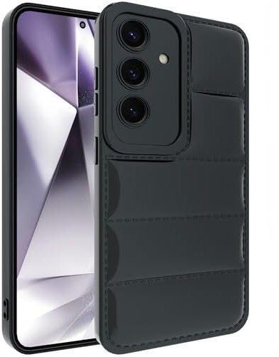 GTElectro Puffer für Samsung Galaxy S24 Hülle, Weich TPU Gestepptes Kissen Design Schlank & Stoßfest Kameraschutz Rutschfester Griff Kabelloses Laden Kompatibel (Schwarz)