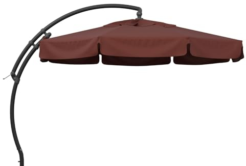 Sun Garden Easy Sun TM Ampelschirm 350 cm | rund | Aluminium Anthrazit | 100% Olefin (ca. 190 g/m²) | 360° drehbar | Öffnung mit Kurbel | Bezug in Dunkelrot B152
