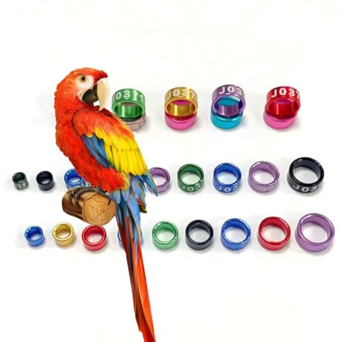 ANONTKY Gemischte Farben, zufällig nummerierter, Flacher Taubenbeinring aus Aluminium zur Identifizierung des Taubenbeinrings (Spaltring) 200 Stück Mixed colors4.7mm