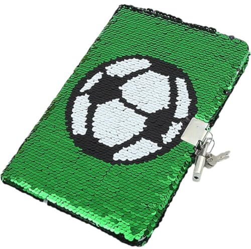 Lpitoy Pailletten-notizbuch, Wendbar, Fußball-Muster, Notizbuch Schloss, Notizblock, Memo-zeitplan, Checkliste Für Tagebuch, Tagebuch, Reisen, Schule, Studenten, Büro, Erwachsene, Kinder