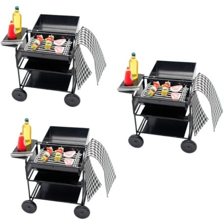 VICASKY 3 Sets Mini Grill Kleiner Grill Mini Möbel Mini Küche Kochgeschirr Miniatur Dekoration Rollenspiel Requisite Miniatur Grill Miniatur Möbel Winziger Miniatur Grill