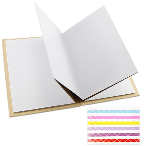 FERCAISH 8 inch Fotoalbum Zum Selbstgestalten, Fotoalbum zum Einkleben, DIY Scrapbook Fotobuch, Kraft Papier Akkordeon Sammelalbum als Graduierung Geburtstag Jubiläum Hochzeit (34 Seiten, Weiß)