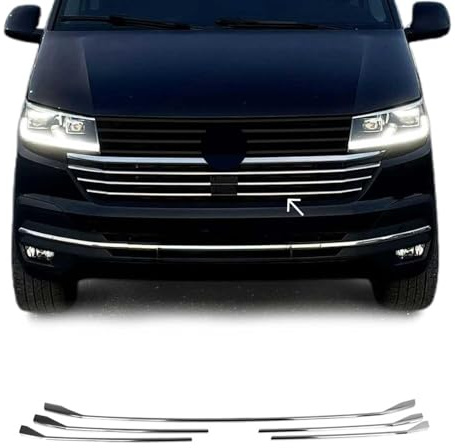 Listones para Rejilla de Ventilación, Rejillas del Radiador compatibles con VW T6.1 Transporter 2019-2024 Highline Cromo 5 x