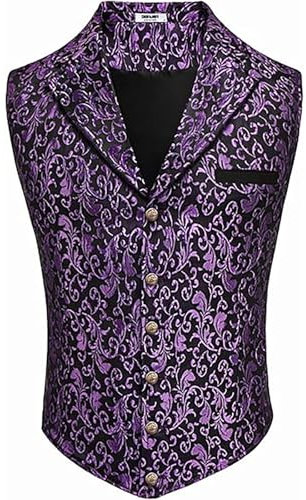 Darringls Anzug Weste Herren Gothisch Steampunk Zweireiher Smoking Kostüm Mittelalterliche Viktorianische Anzugweste Für Herren Sakkoweste Mit Eingekerbtem Für Hochzeit Und Party Herrenweste