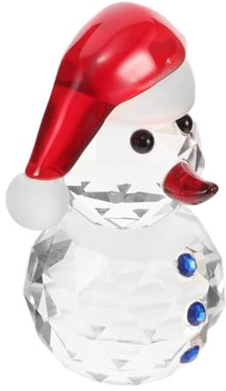 QUMIIRITY Kristall Schneemann Figur Mit Rotem Hut Und Diamantverzierung Glas Weihnachtsdeko Mini SchneemäNner FüR Tisch Und Geschenk