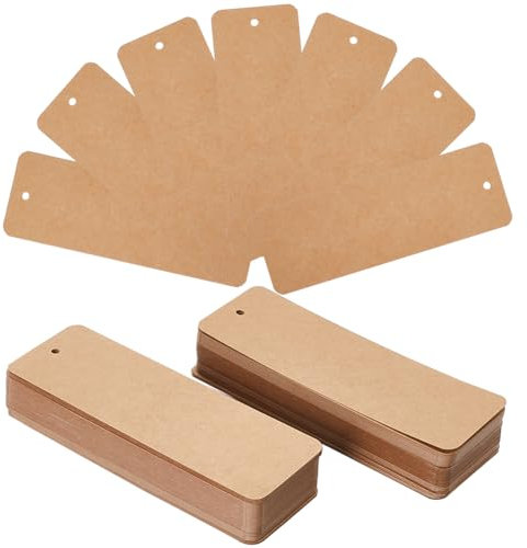 SOFPLATE 150 Stück 6 x 2 Zoll Große Blanke Lesezeichen Aus Papier Lesezeichen Aus Karton Blanke Geschenkanhänger Aus Brauneem Papier Mit Loch Rechteckige Lesezeichen Aus Kraftpapier Zum Bemalen Aufhän