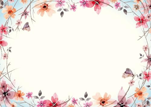 Schreibtischunterlage aus Papier DIN A2, 25 Blatt | mit Schutzleiste | inkl. Notizblock DIN A5, 50 Blatt | Design Frühlingsreigen | mit extra Kalenderblatt für 2025 und 2026