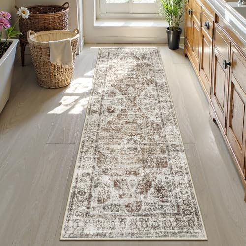 Uphome Badezimmerläufer, Landhausstil, Landhausstil, groß, rutschfest, waschbar, orientalisch, Retro, Boho, Badvorleger, Läufer für Badewanne, Waschbecken, Flur, 61 x 180,3 cm