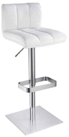 DUddTTW Moderne Barhocker aus gebürstetem Edelstahl mit Rückenlehne und quadratischem Sockel. Höhenverstellbare Barstühle