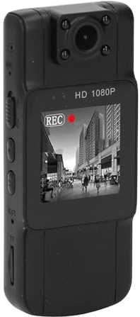 Taschenrekorder, Kleine Kamera, Am Körper Getragene Kamera, 2K HD TFT-Farbbildschirm, 180 Grad Drehbares Objektiv, Taschenvideorekorder, Handkamera mit Hinterem Clip (64G)