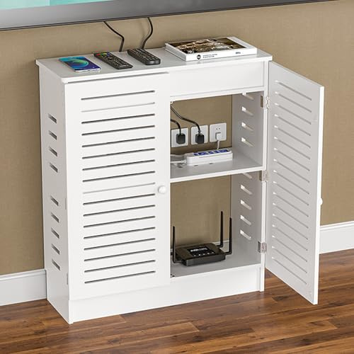 WiFi-Router-Aufbewahrungsschrank, Router-Aufbewahrungsbox, Router-Unterstand, Schrank, PVC, atmungsaktiv, Gitter-Router, Modem, Verstecken für TV-Set-Top-Boxen, Kabel, Medien-Geräte (69 cm L x 80 cm H
