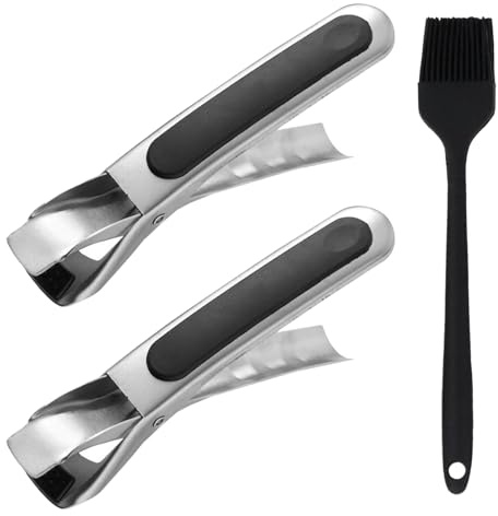 2 Stück Rutschfeste Ofenzange,Rutschfeste Geschirrzange für Heißluftfritteusen,Silikon Zange für Airfryer zum Anheben von Heißen Gerichten,Schüsseln Etc,Wird mit Einer Silikonbürste Geliefert