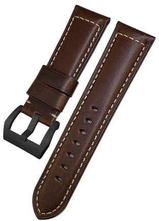 HYUOIND Lederarmband 24 mm 25 mm 26 mm Kompatibel mit Panerai Tissot Schwarz Blau Braun Rindslederarmband Vintage Uhrenarmband(A2,25mm)