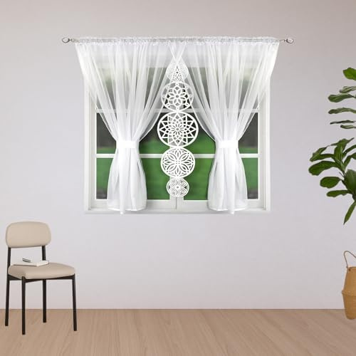 DRAPELLA Gardinen Wohnzimmer Albania 400x150cm Lang - Vorhänge Wohnzimmer Halbtransparent in Weiß Farben - Schön Traumfänger Vorhang für Schlafzimmer