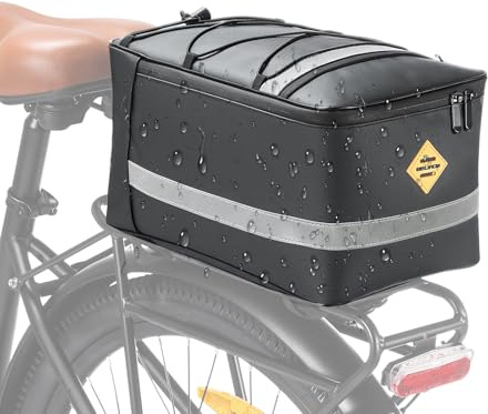 VARUN Bike Pannier Bag, 15L Waterproof Bicycle Rear Rack Bag with Rain Cover, Multi-Function Rear Trunk Bags for Road/Mountain/E-Bike