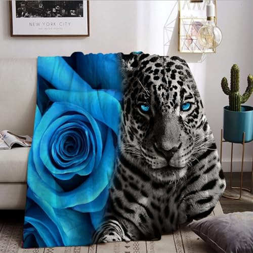 WZXGHE Leoparden decke 130x150,Flauschig Warme Kuscheldecke Leopardenmuster, Als Sofaüberwurf, Tagesdecke, Wohnzimmerdecke