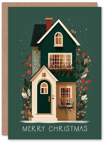Artery8 Christmas Card Festive House Cozy Colour Palette Deep Green