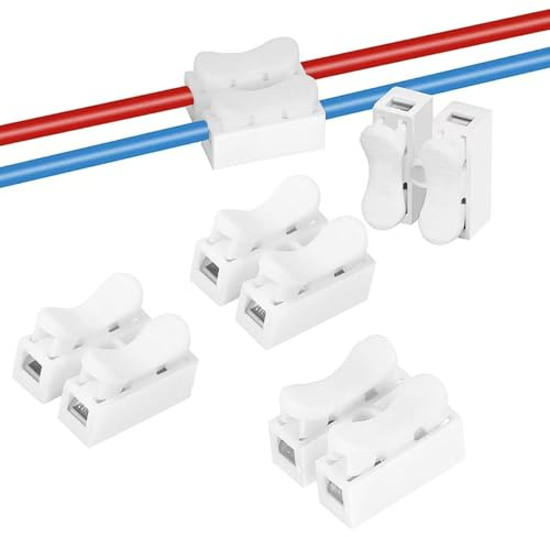 80 PCS CH2 Quick Spring Wire Connector Blocks, Electrical Cable Clamp Terminal Block, Easy Push-in Quick Terminals for Fast, Safe & Reliable Wiring Connections, White