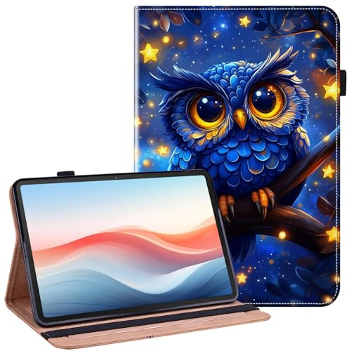 YHDXUYS Case for Samsung Galaxy Tab A11 Plus 2025/A9+/A9 Plus 11 Inch 2023 (SM-X210/X216/X218) Tablet with Pencil Holder, Multi-angle Stand Wallet Design Cover, Blue Owl