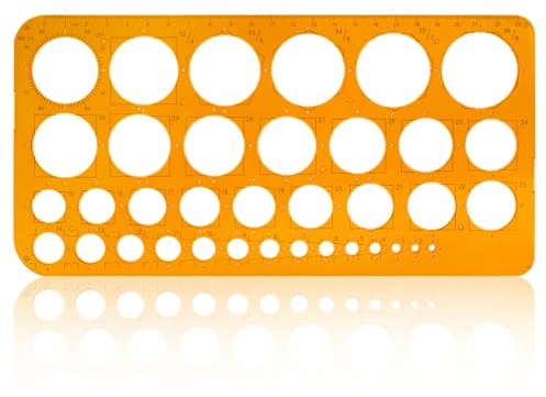 Kreisschablone zum Zeichnen, transparent orange, für Büro & Schule | Robustes und langlebiges Material;Präzise Kreisschablone für exakte Zeichnungen;bessere Sichtbarkeit;Robustes und langlebiges